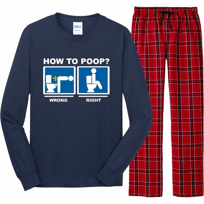 How To Poop Wrong Right Funny Meme Long Sleeve Pajama Set