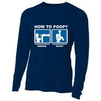 How To Poop Wrong Right Funny Meme Cooling Performance Long Sleeve Crew