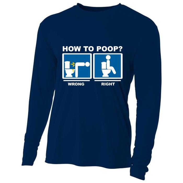 How To Poop Wrong Right Funny Meme Cooling Performance Long Sleeve Crew