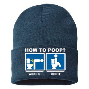 How To Poop Wrong Right Funny Meme Sustainable Knit Beanie