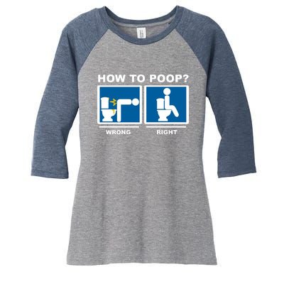 How To Poop Wrong Right Funny Meme Women's Tri-Blend 3/4-Sleeve Raglan Shirt