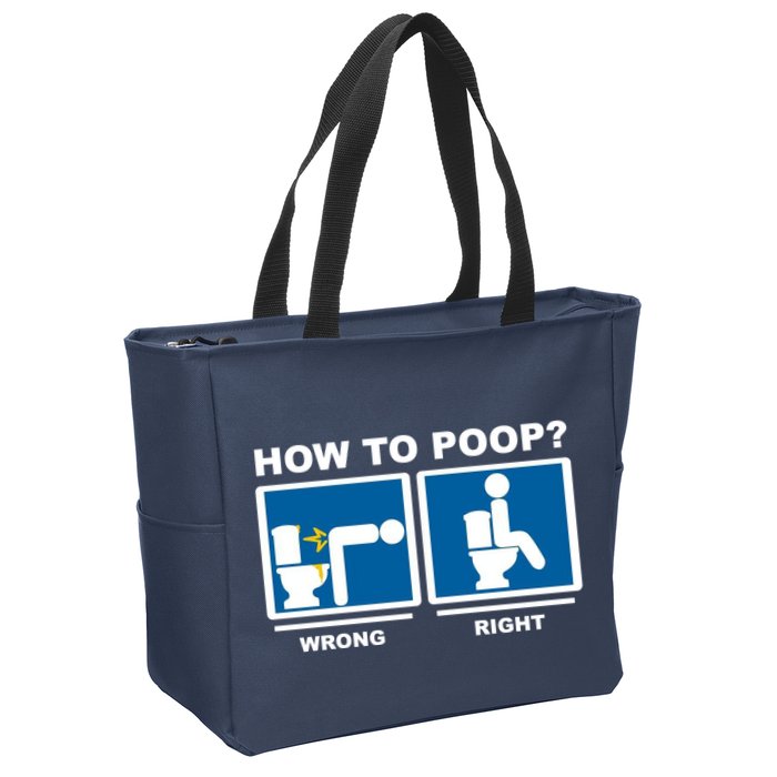 How To Poop Wrong Right Funny Meme Zip Tote Bag
