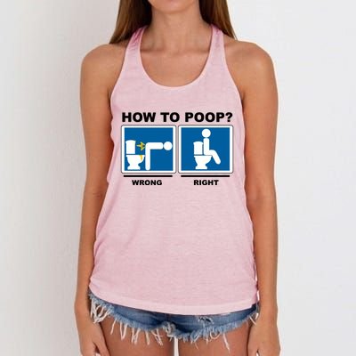 How To Poop Wrong Right Funny Meme Women's Knotted Racerback Tank