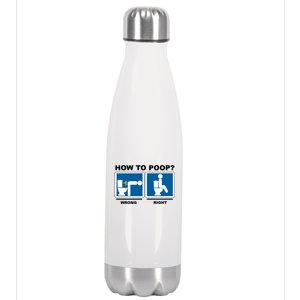 How To Poop Wrong Right Funny Meme Stainless Steel Insulated Water Bottle