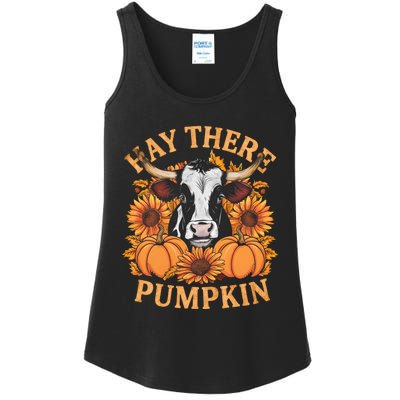 Hay There Pumpkin Cute Cow Fall Autumn Thanksgiving Ladies Essential Tank