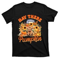 Hay There Pumpkin Truck Highland Cow Fall Autumn Sunflower T-Shirt