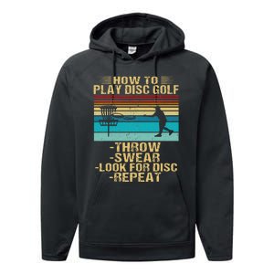 How To Play Disc Golf Funny Frisbee Golfing Player Dad Performance Fleece Hoodie