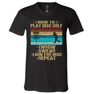 How To Play Disc Golf Funny Frisbee Golfing Player Dad V-Neck T-Shirt