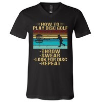 How To Play Disc Golf Funny Frisbee Golfing Player Dad V-Neck T-Shirt