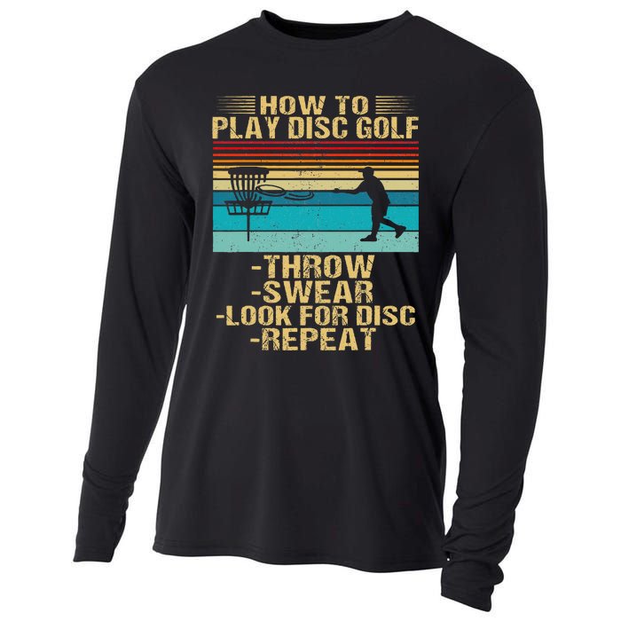 How To Play Disc Golf Funny Frisbee Golfing Player Dad Cooling Performance Long Sleeve Crew