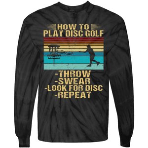 How To Play Disc Golf Funny Frisbee Golfing Player Dad Tie-Dye Long Sleeve Shirt