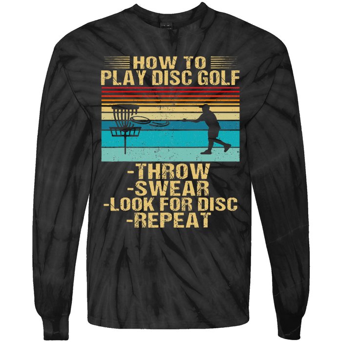 How To Play Disc Golf Funny Frisbee Golfing Player Dad Tie-Dye Long Sleeve Shirt