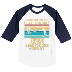 How To Play Disc Golf Funny Frisbee Golfing Player Dad Baseball Sleeve Shirt