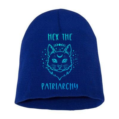 Hex The Patriarchy Feminism And Feminist Witch Moon Phase Meaningful Gift Short Acrylic Beanie