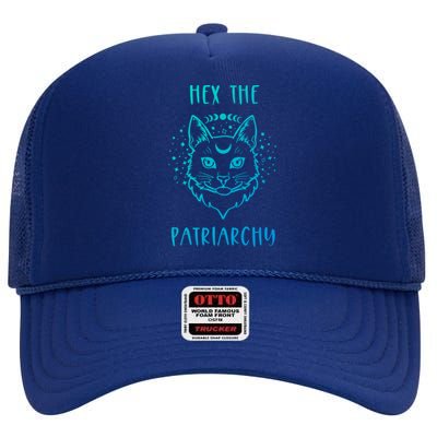 Hex The Patriarchy Feminism And Feminist Witch Moon Phase Meaningful Gift High Crown Mesh Back Trucker Hat