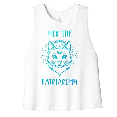 Hex The Patriarchy Feminism And Feminist Witch Moon Phase Meaningful Gift Women's Racerback Cropped Tank