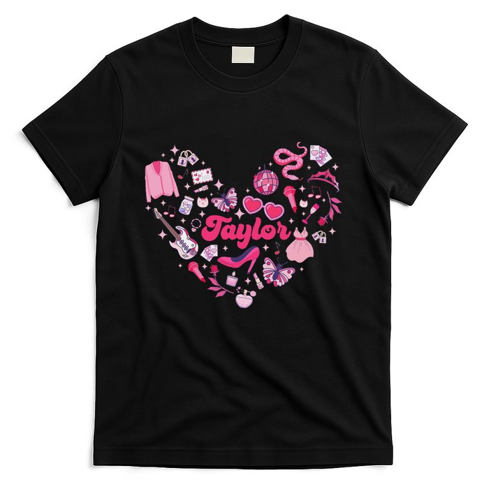 Heart Taylor Personalized Name Groovy 70s Vibes T-Shirt
