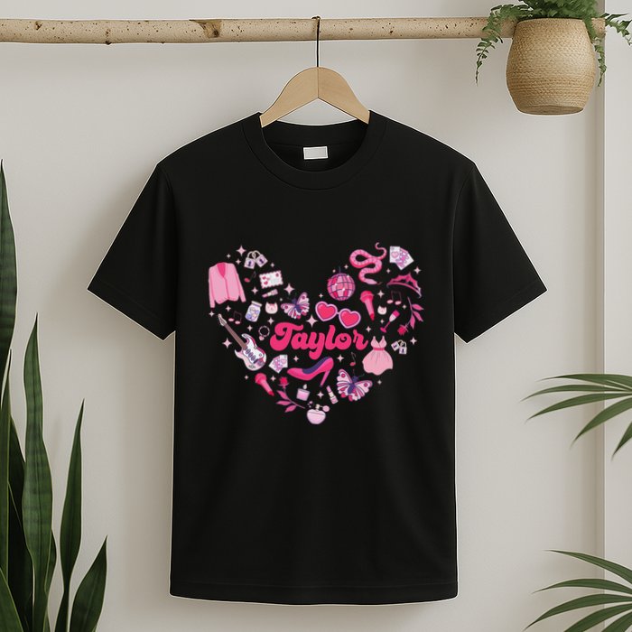 Heart Taylor Personalized Name Groovy 70s Vibes T-Shirt