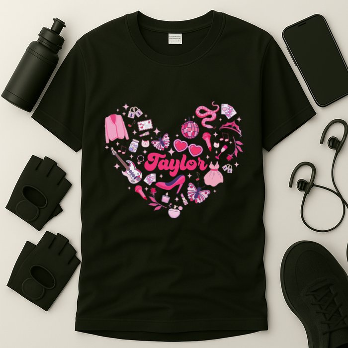 Heart Taylor Personalized Name Groovy 70s Vibes T-Shirt