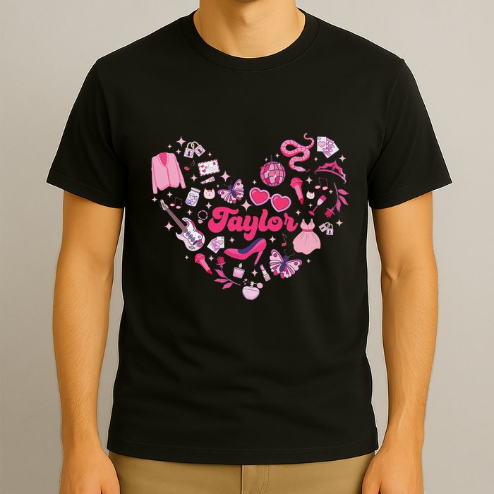 Heart Taylor Personalized Name Groovy 70s Vibes T-Shirt