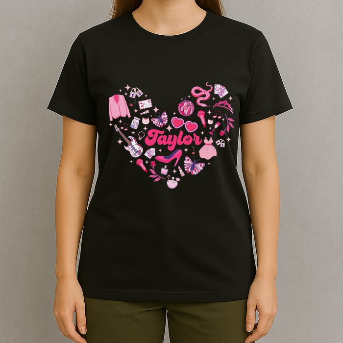 Heart Taylor Personalized Name Groovy 70s Vibes T-Shirt
