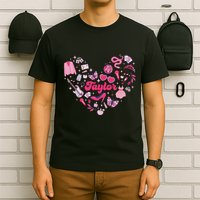 Heart Taylor Personalized Name Groovy 70s Vibes T-Shirt