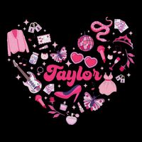 Heart Taylor Personalized Name Groovy 70s Vibes T-Shirt