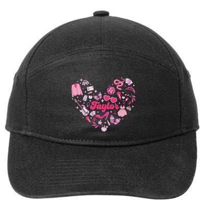 Heart Taylor Personalized Name Groovy 70s Vibes 7-Panel Snapback Hat