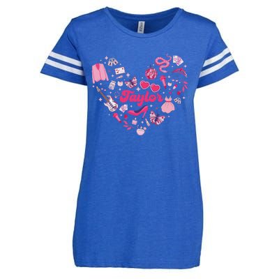 Heart Taylor Personalized Name Groovy 70s Vibes Enza Ladies Jersey Football T-Shirt