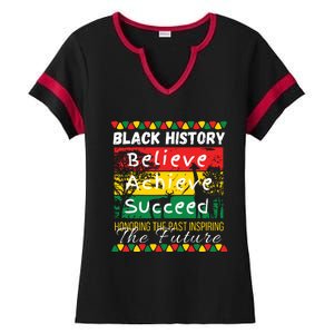 Honoring The Past Inspiring The Future Black History Month Ladies Halftime Notch Neck Tee