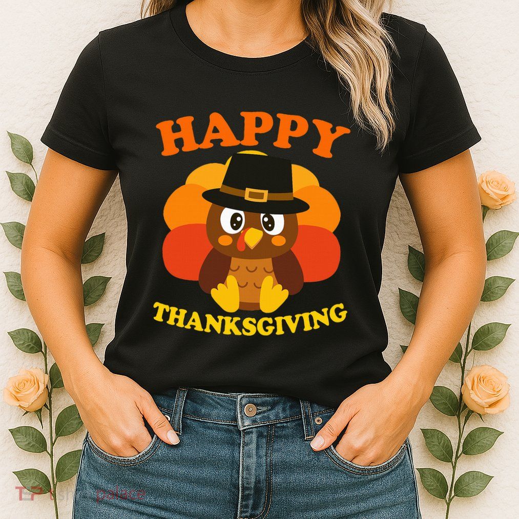 Happy Thanksgiving Pilgrim Turkey Womens T-Shirt