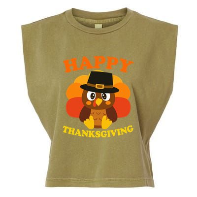 Happy Thanksgiving Pilgrim Turkey Garment-Dyed Women's Muscle Tee