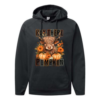 Hay There Pumkin Highland Cow Fall Autumn Thanksgiving Performance Fleece Hoodie