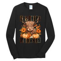 Hay There Pumkin Highland Cow Fall Autumn Thanksgiving Tall Long Sleeve T-Shirt