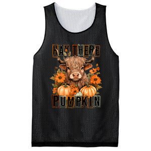 Hay There Pumkin Highland Cow Fall Autumn Thanksgiving Mesh Reversible Basketball Jersey Tank