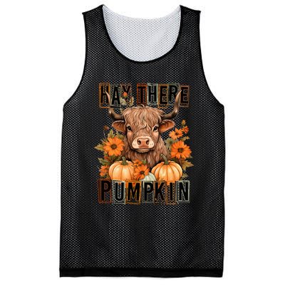 Hay There Pumkin Highland Cow Fall Autumn Thanksgiving Mesh Reversible Basketball Jersey Tank