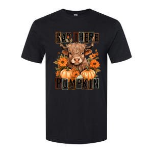 Hay There Pumkin Highland Cow Fall Autumn Thanksgiving Softstyle CVC T-Shirt