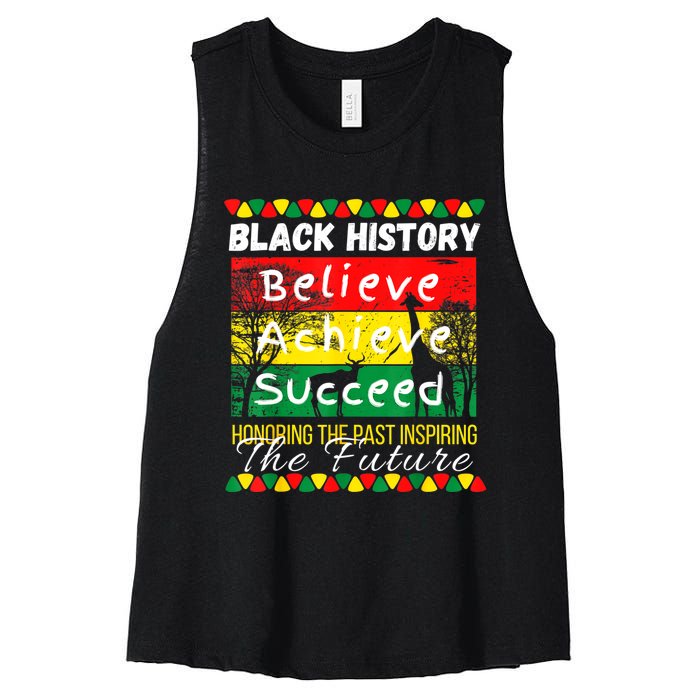 Honoring The Past Inspiring The Future Black History Month Women's Racerback Cropped Tank