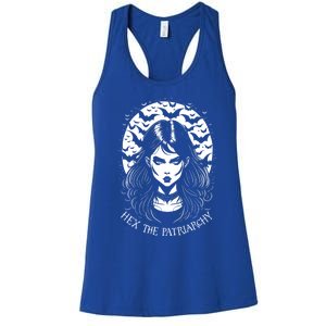 Hex The Patriarchy Feminist Witch Goth Halloween Moon Funny Gift Women's Racerback Tank