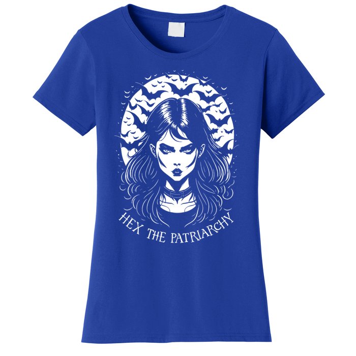 Hex The Patriarchy Feminist Witch Goth Halloween Moon Funny Gift Women's T-Shirt