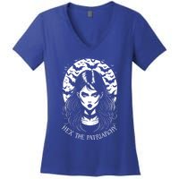 Hex The Patriarchy Feminist Witch Goth Halloween Moon Funny Gift Women's V-Neck T-Shirt