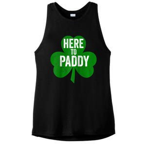 Here To Paddy Funny Saint Patricks Day Ladies PosiCharge Tri-Blend Wicking Tank