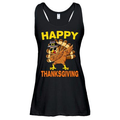Happy Thanksgiving Pilgrim Turkey Ladies Essential Flowy Tank