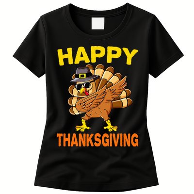 Happy Thanksgiving Pilgrim Turkey Womens T-Shirt