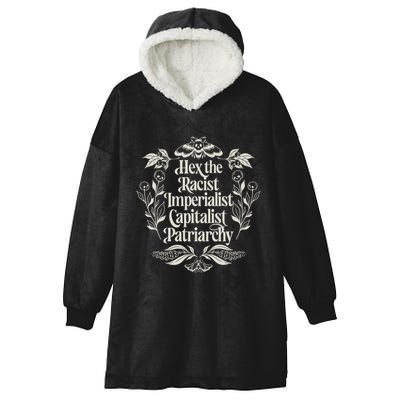 Hex The Patriarchy Feminist Halloween Leftist Witch Hooded Wearable Blanket