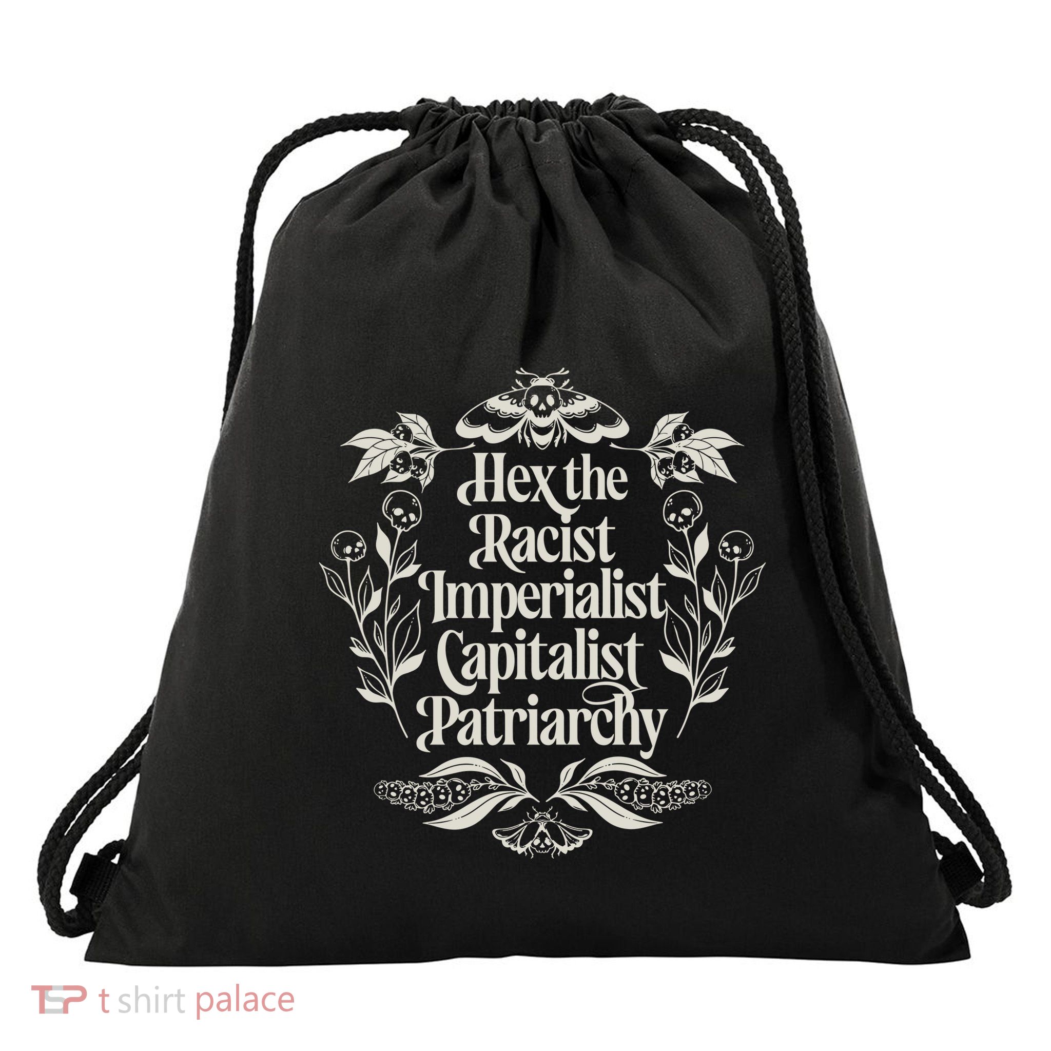 Hex The Patriarchy Feminist Halloween Leftist Witch Drawstring Bag