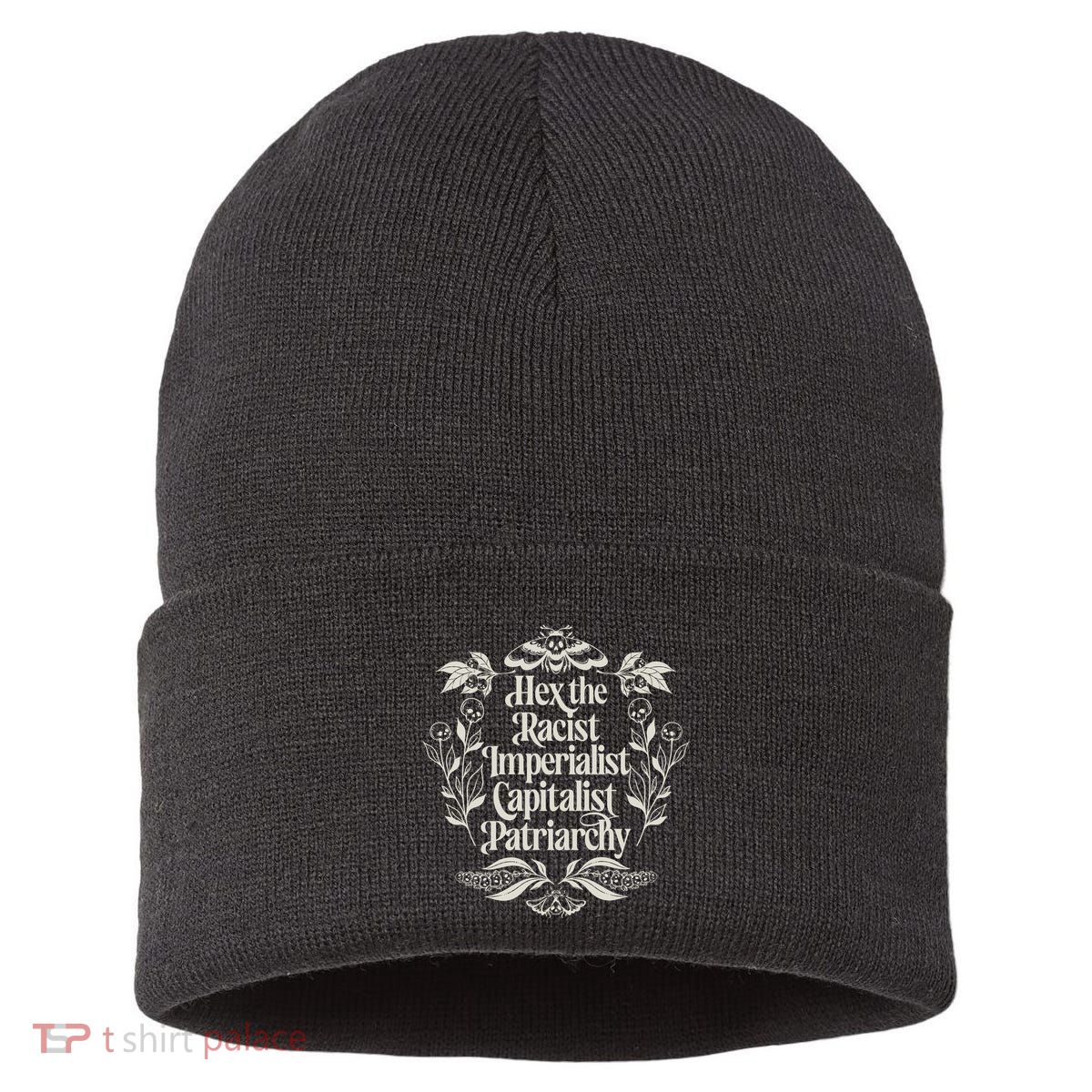 Hex The Patriarchy Feminist Halloween Leftist Witch Sustainable Knit Beanie