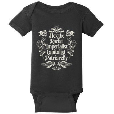 Hex The Patriarchy Feminist Halloween Leftist Witch Baby Bodysuit