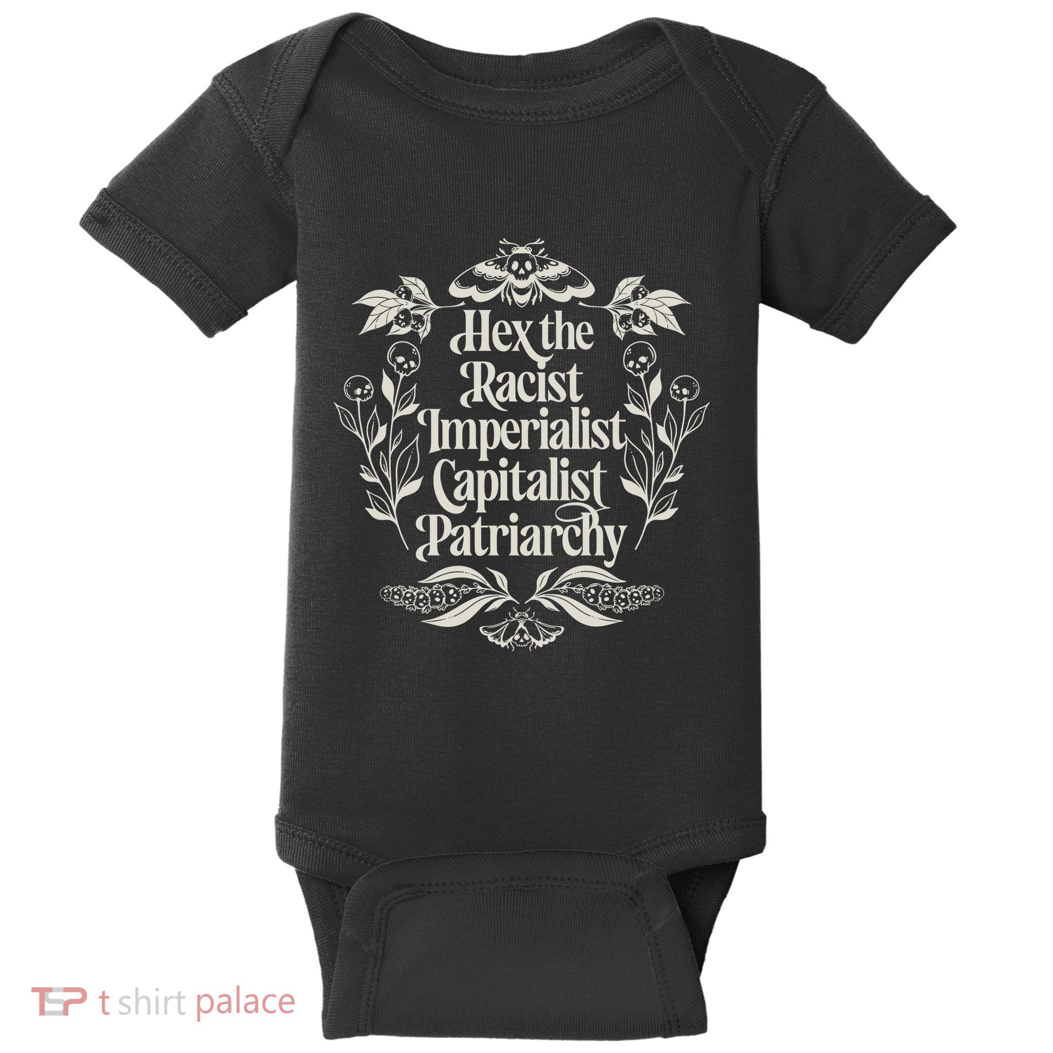 Hex The Patriarchy Feminist Halloween Leftist Witch Baby Bodysuit