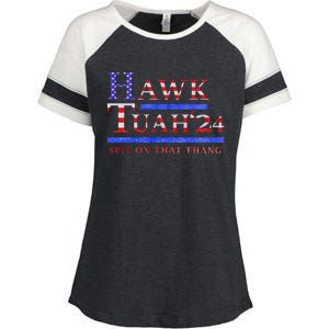 Hawk Tush Political Parody 2024 Enza Ladies Jersey Colorblock Tee